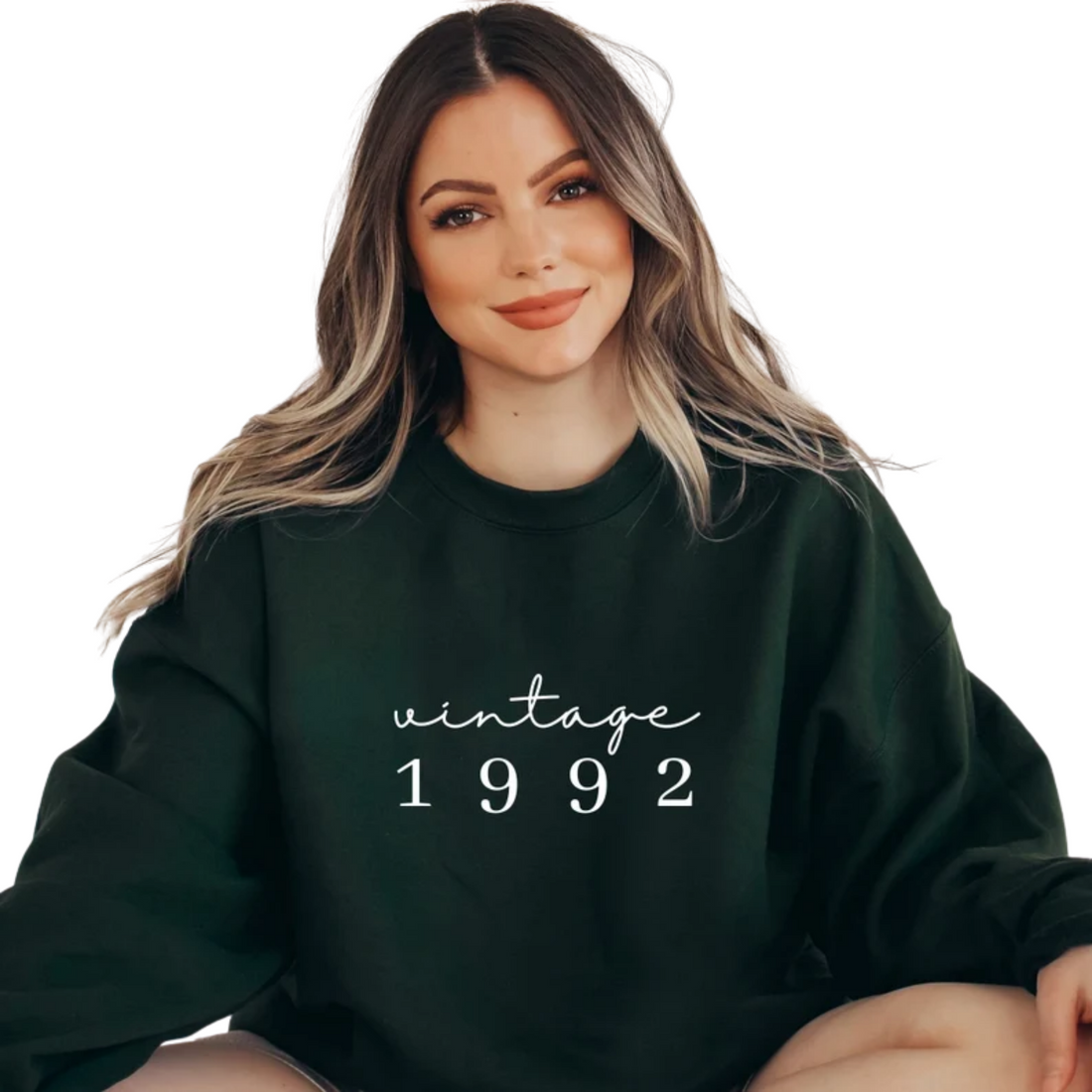 1992 Sweatshirt, 30th Birthday Embroidered Sweatshirt Unique Gifts for Women with Personalised Initial Heart on Sleeve