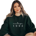 1992 Sweatshirt, 30th Birthday Embroidered Sweatshirt Unique Gifts for Women with Personalised Initial Heart on Sleeve