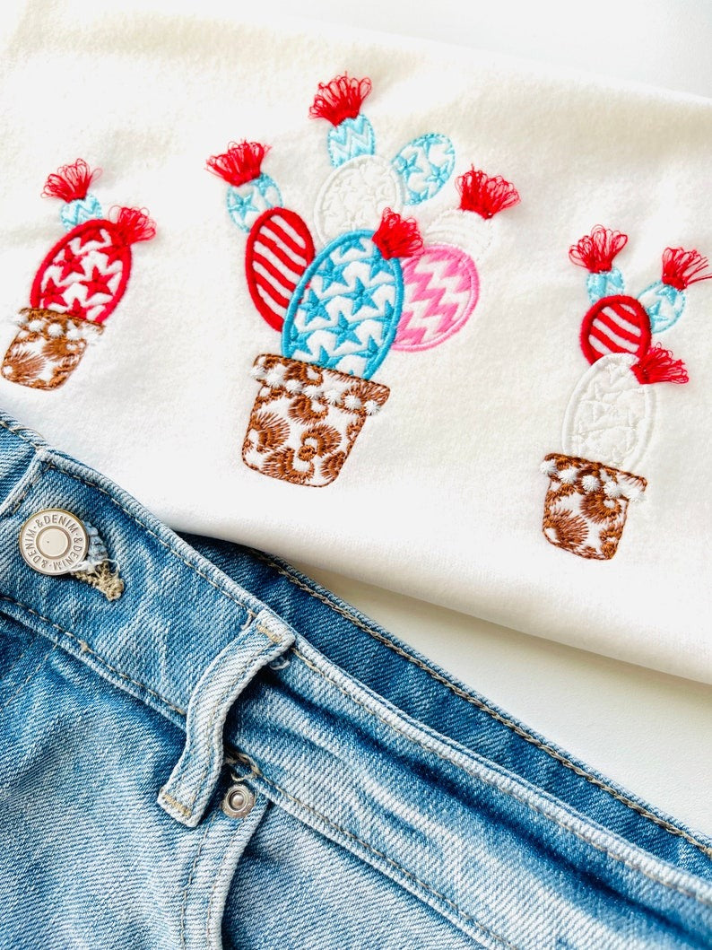 4th of July Patriotic Fluffy Embroidered Sweatshirt, Fringe Embroidered Sweatshirt, Embroidered Sweatshirt
