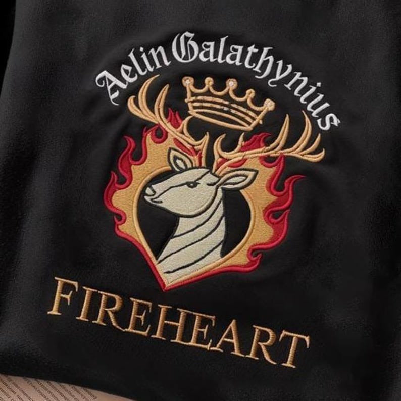Aelin Galathynius Fire Heart Embroidered Sweatshirt, Throne of Glass, Terrasen Shirt, The Thirteen Sweater, Dragon Book Shirt, Acotar Shirt