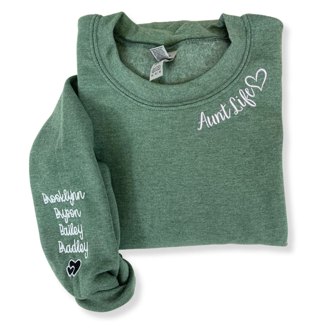 Embroidered Aunt Life Sweatshirt or Hoodie with Children Names on Sleeve