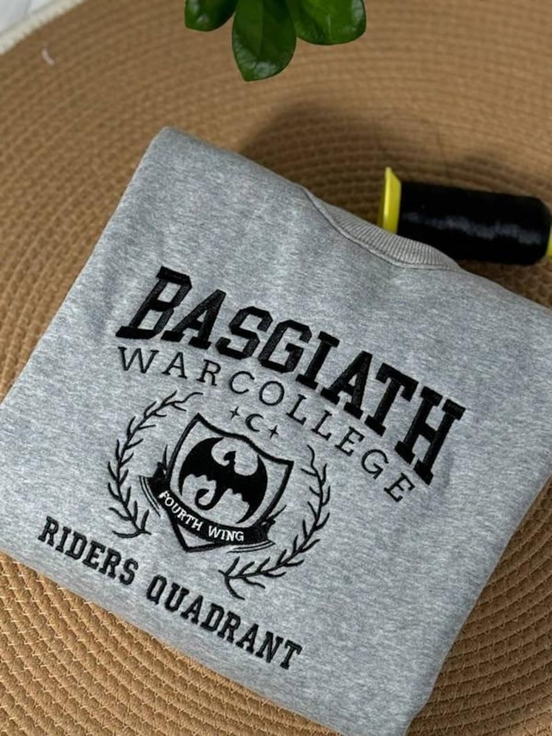 Basgiath War College Embroidered Crewneck Sweatshirt, Fourth Wing Sweatshirt, Fantasy Reader Sweatshirt, Bookish Sweatshirt, Book Lover Gift
