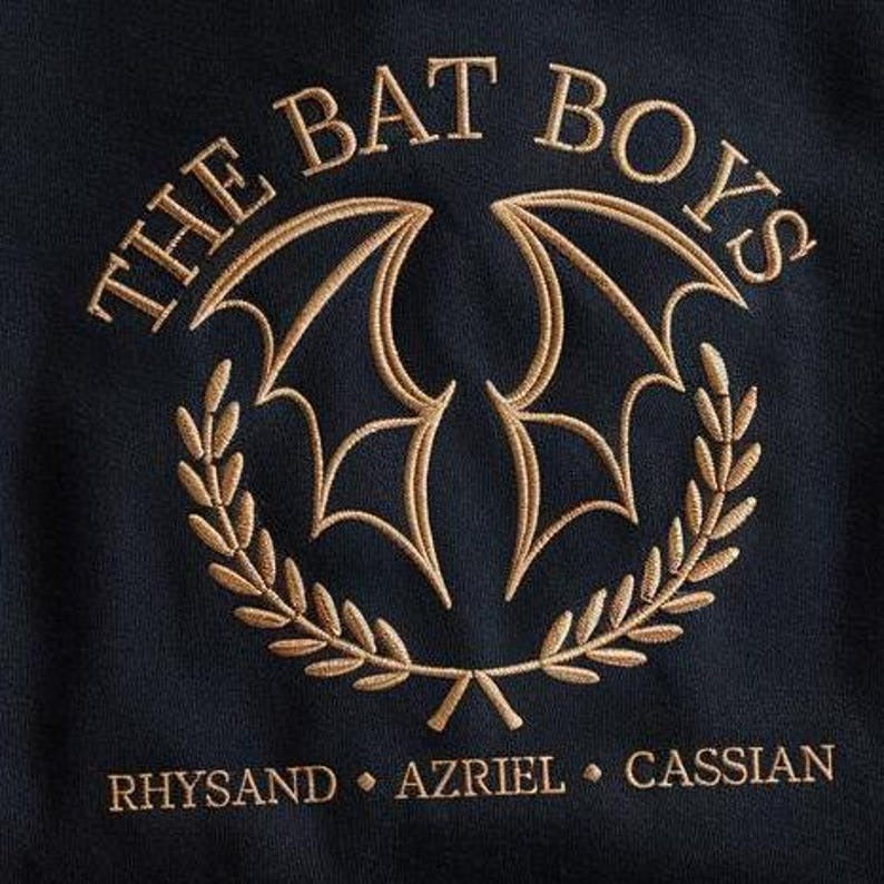 Bat Boys Embroidered Sweatshirt, The Night Court Sweater, A Court OF Thorns And Roses Rhysand Cassian Azriel, Bookish Shirt Book Lover Shirt