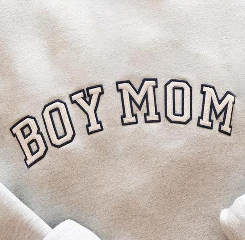 Boy Mom Embroidered Sweatshirt, Embroider Crewneck Pullover for Busy and Comfy Mom Life, Mothers Day Shirt, Boy Mom Shirt, College Mom Shirt