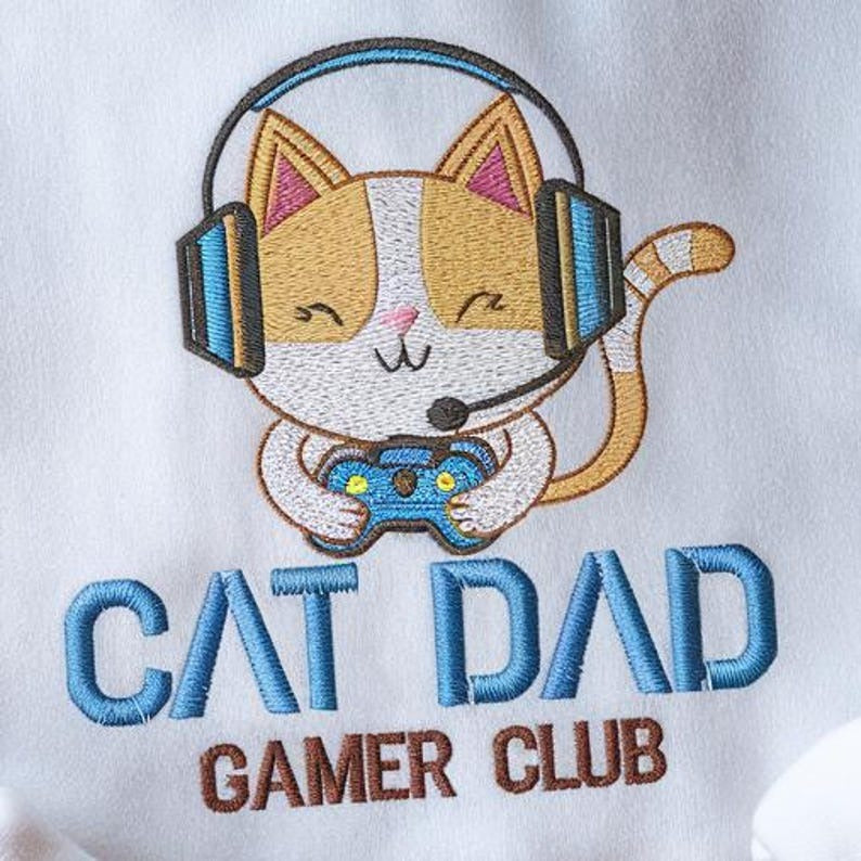Cat Dad Gamer Club Embroidered Sweatshirt, Game Lover Shirt, Cat Dad Sweatshirt, Gamer Shirt for Dad, Cool Dad Club Shirt, Gamer Dad Shirt