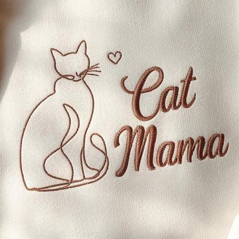 Cat Mama Embroidered Sweatshirt, Cat Mom Embroidered Shirt, Shirt for Cat Mom, Cat Lover Shirt, Mother's Day Shirt For Cat Mom, Cat Shirt