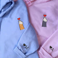 Cat Paw Heart Custom Embroidered Matching Hoodies For Couples