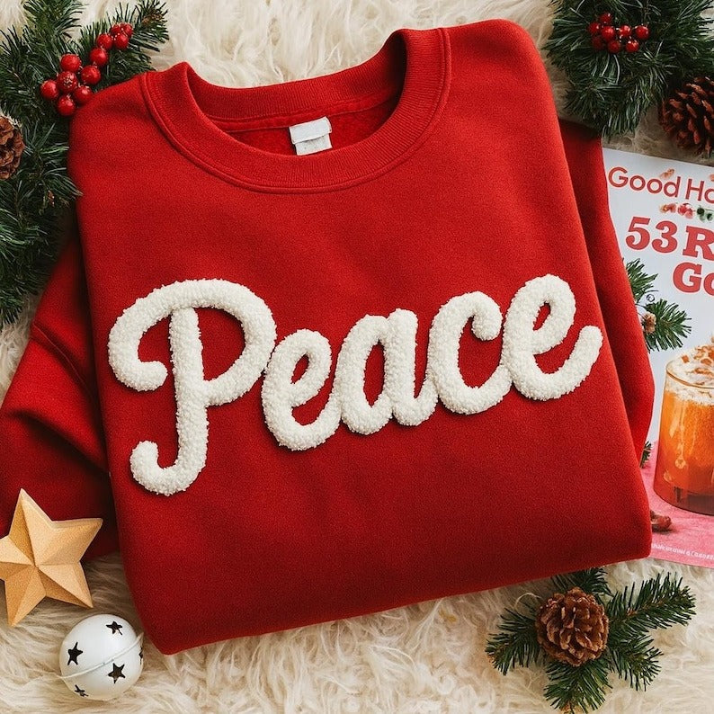 Christmas Chenille YARN EMBROIDERED Sweatshirt, Funny Custom Xmas Matching Shirt, Cousin Crew Matching Sweater