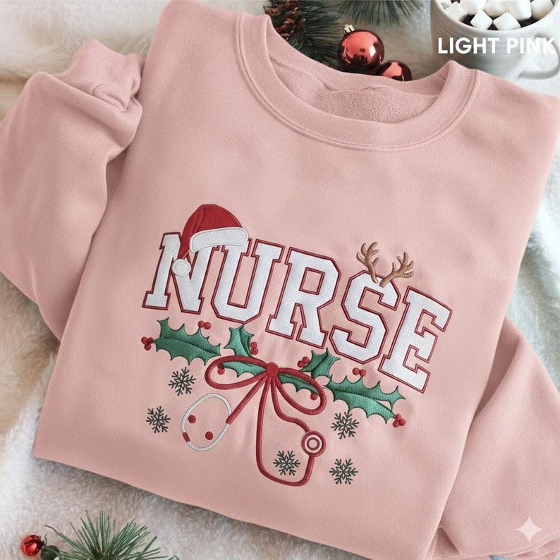 Christmas ICU Nurse Embroidered Sweatshirt, Festive Nurse Sweater, Merry Nurse Crewneck, Registered Nurse Holiday Shirt, Christmas Sweatshirt