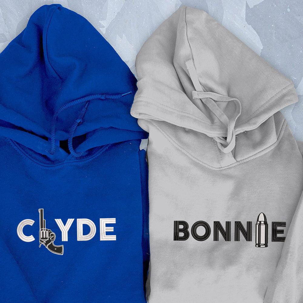Clyde x Bonnie Custom Embroidered Matching Hoodies For Couples