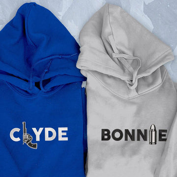 Clyde x Bonnie Custom Embroidered Matching Hoodies For Couples