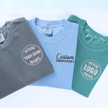 Comfort ColorÂ® Custom Embroidered Text Logo T-Shirts