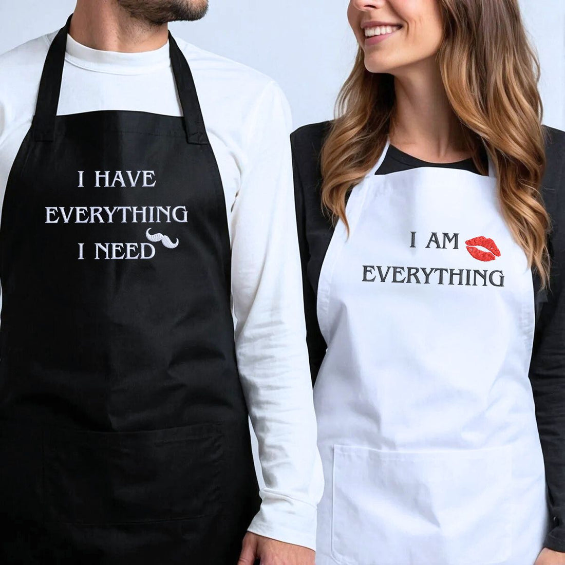 Custom Embroidered I Have Everything I Need Couple Apron