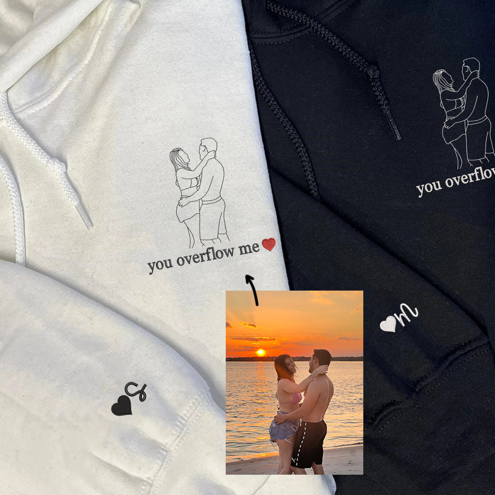 Custom Embroidered Portrait from Photo Sweatshirt, Couple Sweatshirts, Couples Portrait, Custom Photo Hoodie, Personalized Gift For Couple