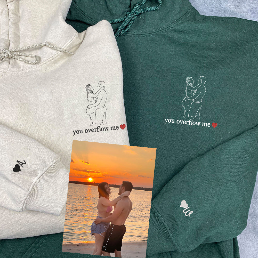 Custom Embroidered Portrait from Photo Sweatshirt, Couple Sweatshirts, Couples Portrait, Custom Photo Hoodie, Personalized Gift For Couple