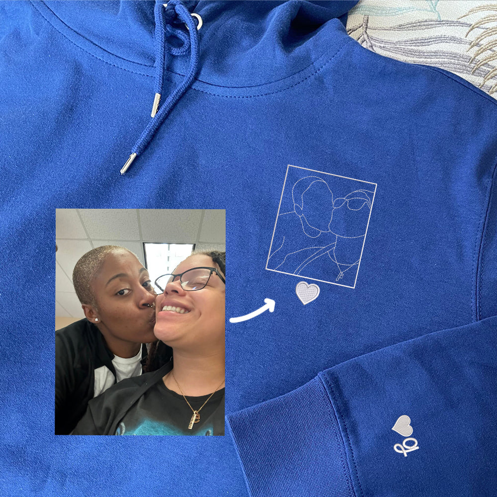 Custom Embroidered Portrait from Photo Sweatshirt, Couple Sweatshirts, Couples Portrait, Custom Photo Hoodie, Personalized Gift For Couples