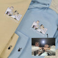 Custom Embroidered Full-Color Portrait Sweatshirt for Couples, Personalized People with Photo Hoodie