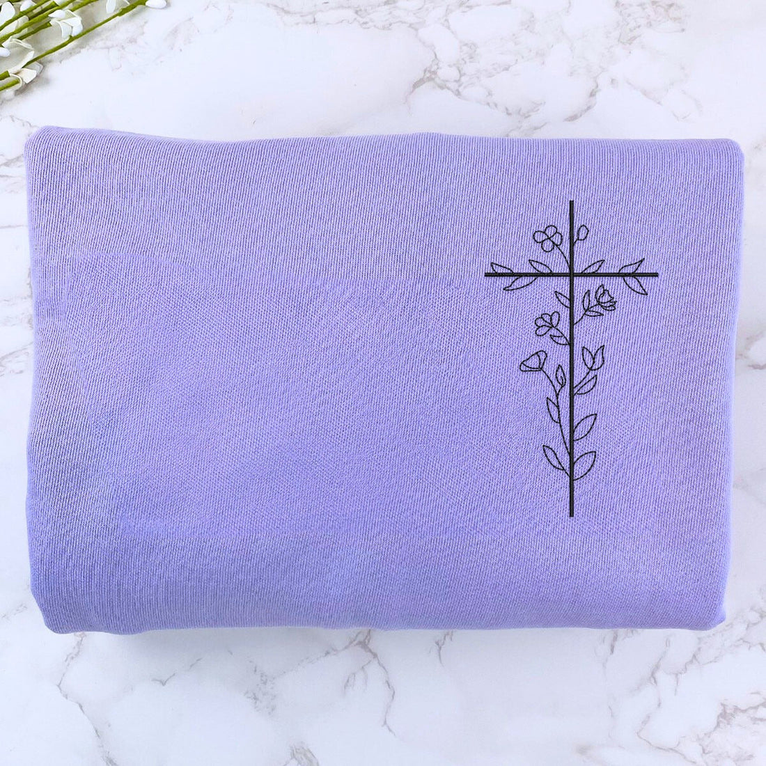 Comfort ColorÂ® Embroidered Floral Cross T-Shirt or Sweatshirt
