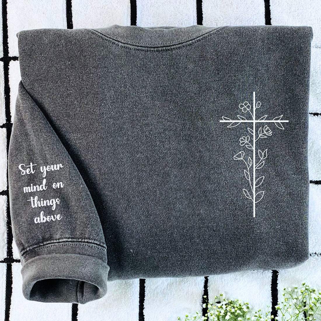 Comfort ColorÂ® Embroidered Floral Cross T-Shirt or Sweatshirt