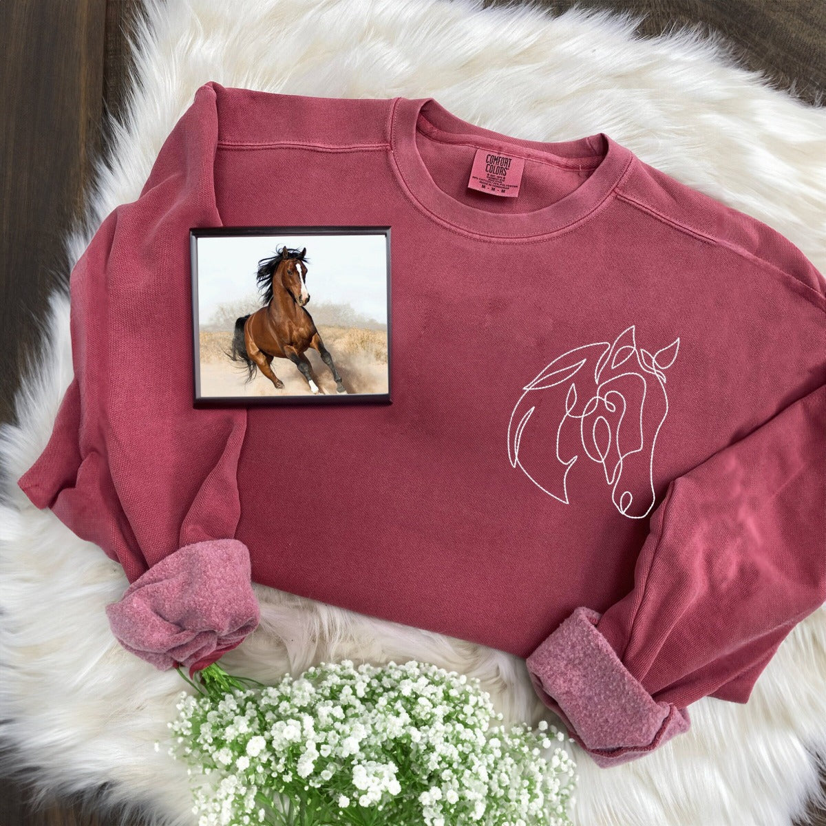 Comfort ColorÂ® Custom Embroidered Horse Sweatshirt from Photo