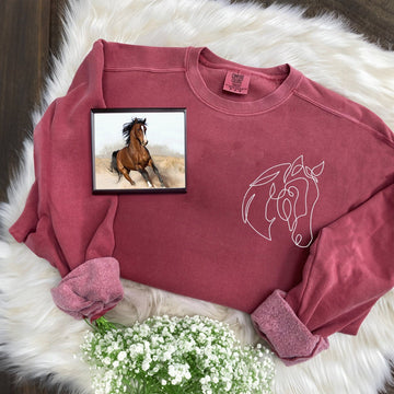 Comfort ColorÂ® Custom Embroidered Horse Sweatshirt from Photo