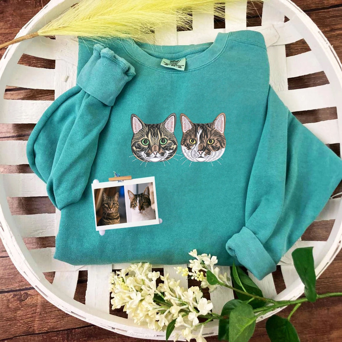 Comfort ColorÂ® Custom Embroidered Cat Sweatshirt from Photo