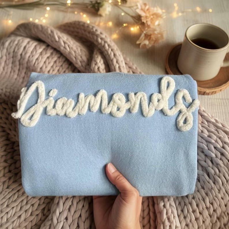 Custom Chenille Embroidered Sweatshirt Fuzzy Letter Team Spirit Shirt