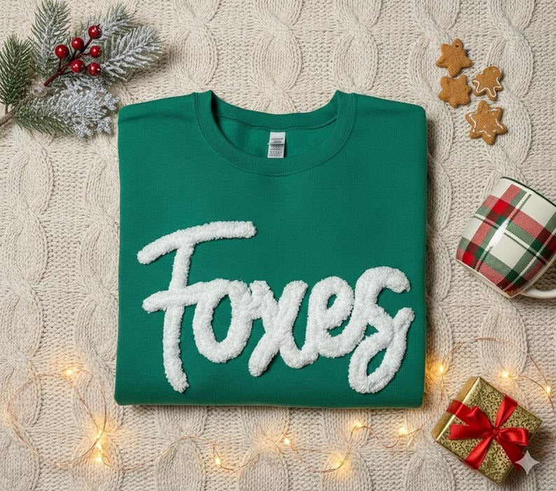 Custom Chenille Varsity Sweatshirt – Personalized Team Spirit Sweater– Game Day College-Team Spirit Shirt, Chenille Patch Sports Team Sweater