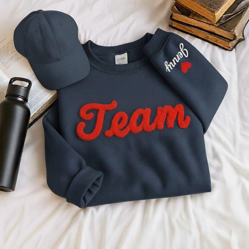 Custom Chenille YARN EMBROIDERED Sweatshirt Chenille Patch Football Sweatshirt Team Sports Spirit Shirt Football Moms Game Day Sweatshirt