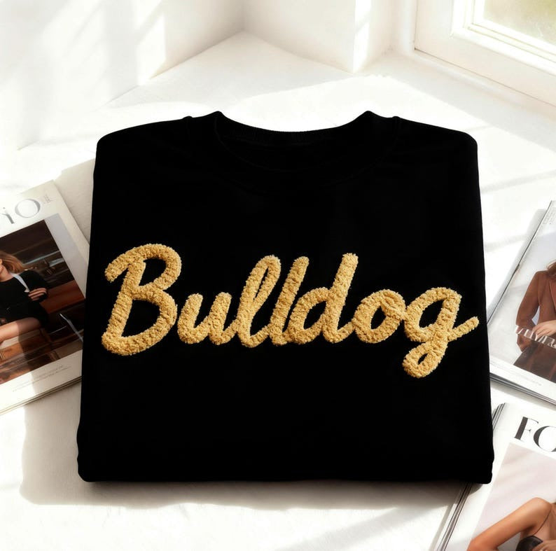 Custom Chenille YARN EMBROIDERED Sweatshirt Game Day Fuzzy Letter,Team Spirit Shirt,Football Moms,Chenille Patch Sports Team Sweatshirt