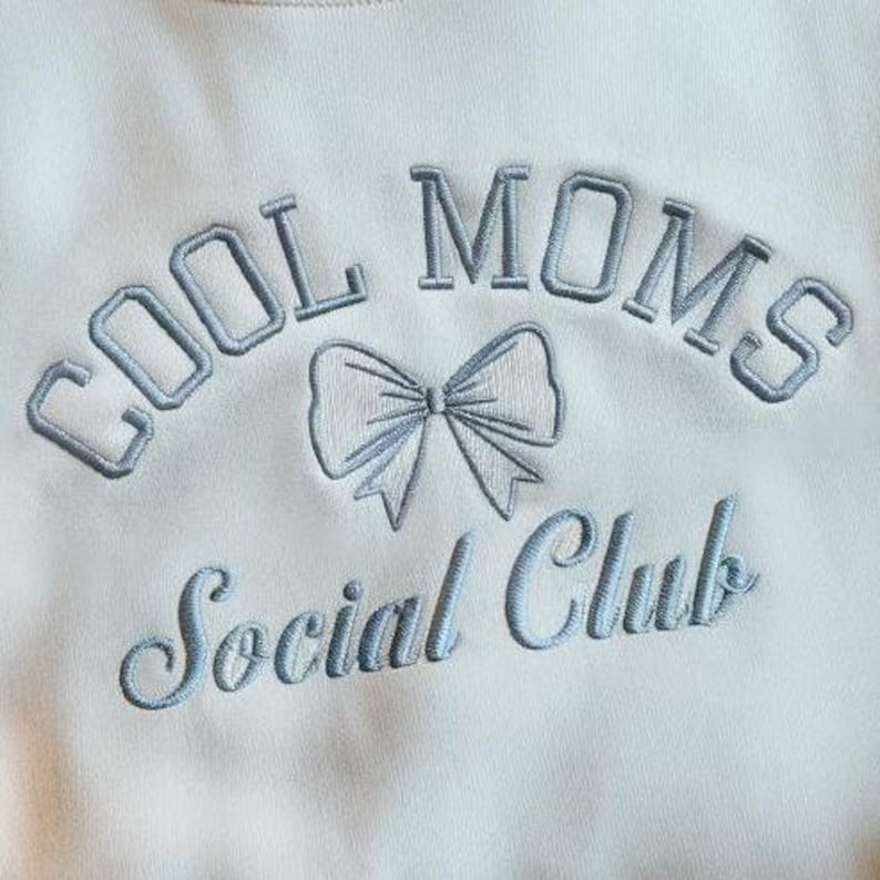 Custom Cool Moms Social Club Embroidered Sweatshirt, Coquette Mom Shirt, Cool Mom Shirt, Mama Shirt, Pregnancy Announcement Trendy Mom Shirt