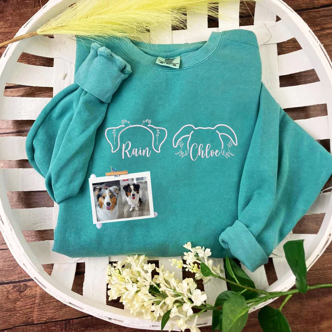 Comfort ColorÂ® Custom Embroidered Dog Ear Sweatshirt from Photo