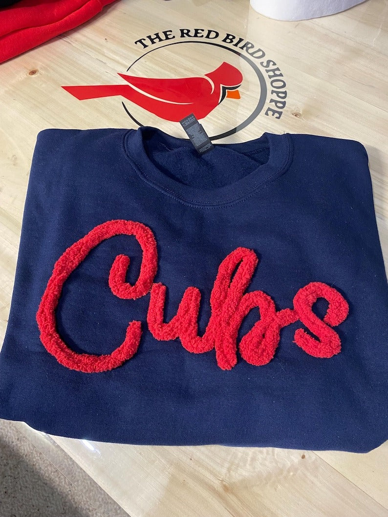 Custom Embroidered Chenelle Yarn Sweatshirt - Mama, Sports Team, band, grandma, Fuzzy Letter