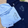Custom Embroidered Crocodile and Duck Matching Hoodies for Couples