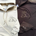 Custom Embroidered Cute Bear Love Matching Hoodies for Couples