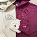 Custom Embroidered Cute Bear Love Matching Hoodies for Couples