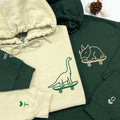 Custom Embroidered Cute Dinosaurs Skaters Matching Hoodies for Couples
