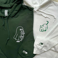 Custom Embroidered Ghost Cat Matching Hoodies for Couples