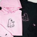 Custom Embroidered Ghost Heart Hands Matching Hoodies for Couples