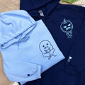 Custom Embroidered Pumpkin and Ghost Play Game Matching Hoodies for Couples