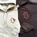 Custom Embroidered Puzzle Heart Matching Hoodies for Couples