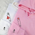 Custom Embroidered Safety Pin Love Matching Hoodies for Couples