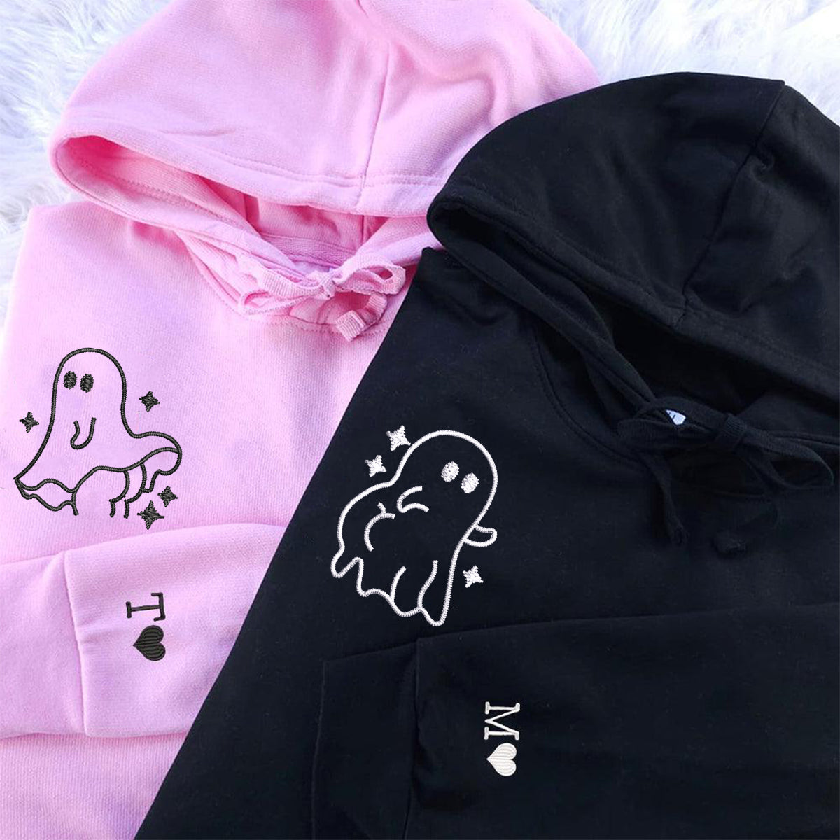 Custom Embroidered Sassy Ghost Matching Hoodies for Couples