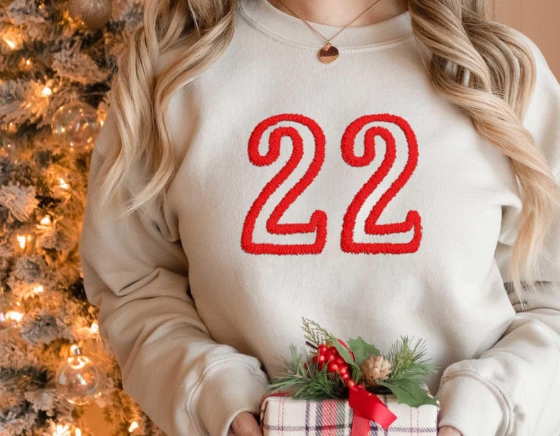Custom Number Chenille YARN EMBROIDERED Sweatshirt, Soccer Mom Game Day Adult Shirt, Custom Football Shirt, School Team Number Kids Shirt
