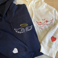 Custom Embroidered Angel and Devil Matching Hoodies for Couples