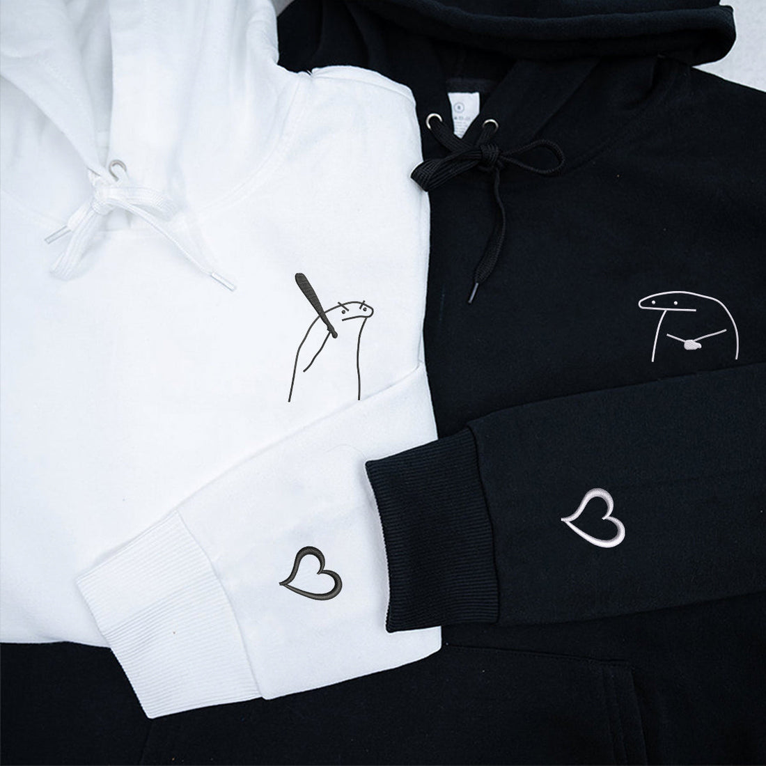 Custom Embroidered Angry Couple Matching Hoodies for Couples