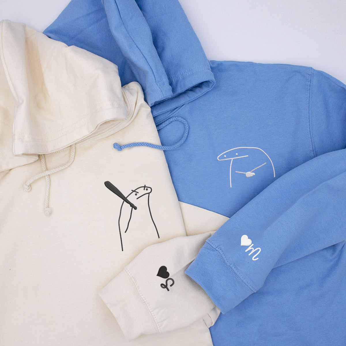 Custom Embroidered Angry Couple Matching Hoodies for Couples