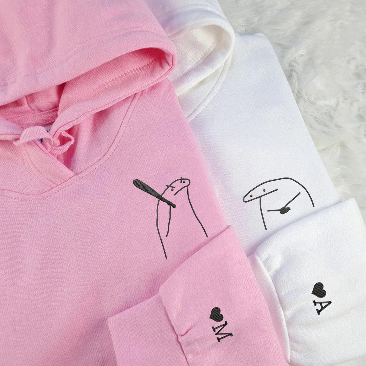 Custom Embroidered Angry Couple Matching Hoodies for Couples