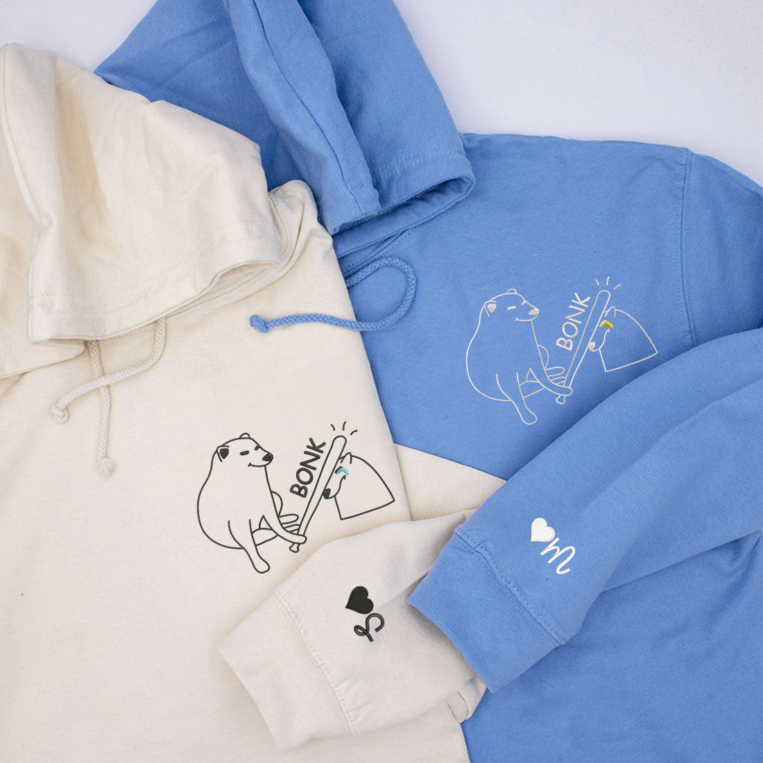 Custom Embroidered Angry Dog Matching Hoodies for Couples