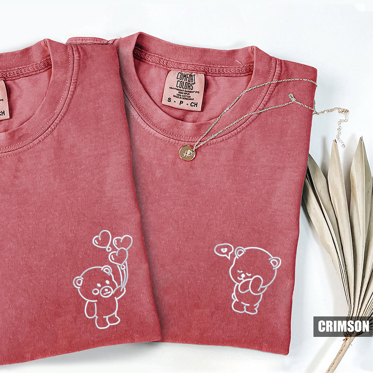 Custom Embroidered Bear Love Matching T-shirts for Couples